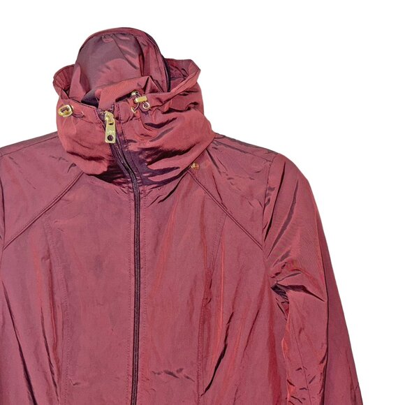 Cole Haan Eggplant Purple Packable Hooded Raincoat with Pouch - Size XS - Picture 1 of 6